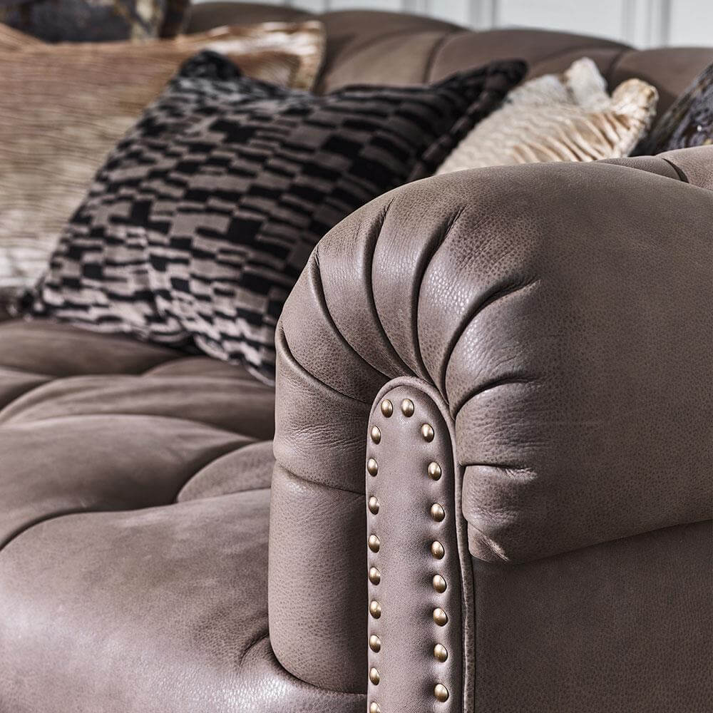 Dark grey deals tufted sofa